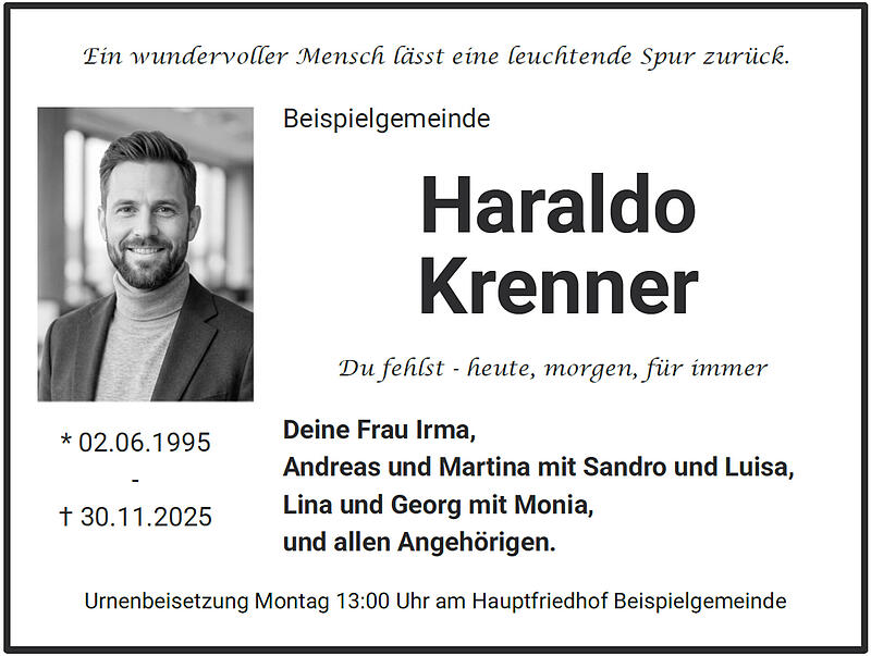 Traueranzeige Haraldo Krenner