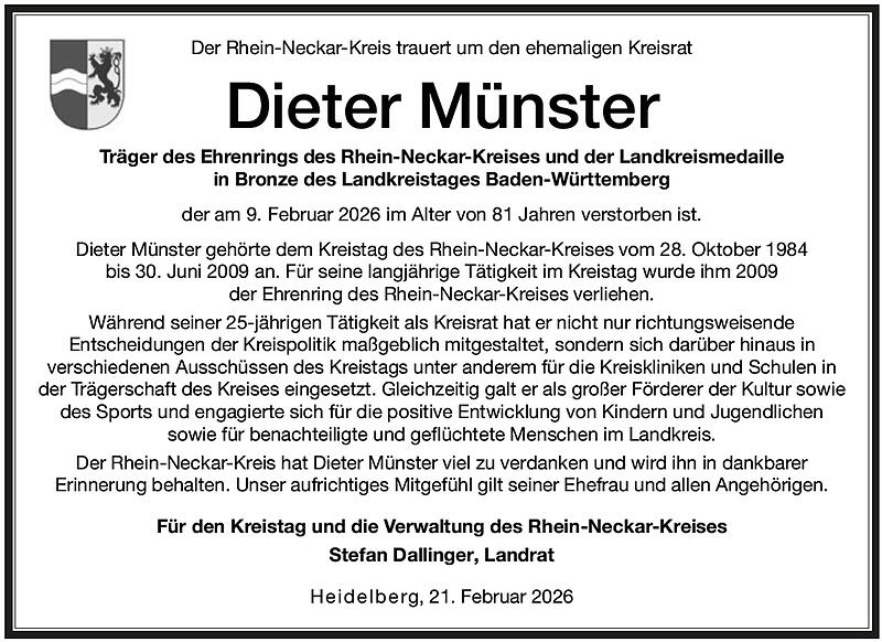 Traueranzeige Dieter M&uuml;nster