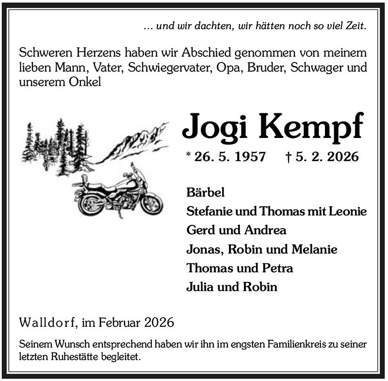 Traueranzeige Jogi Kempf