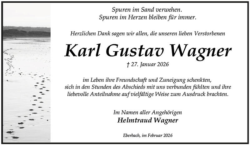 Traueranzeige Karl Gustav Wagner