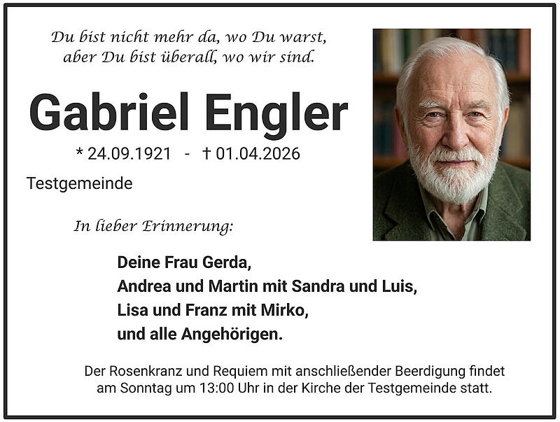 Traueranzeige Gabriel Engler