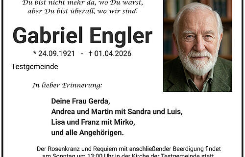 Traueranzeige Gabriel Engler