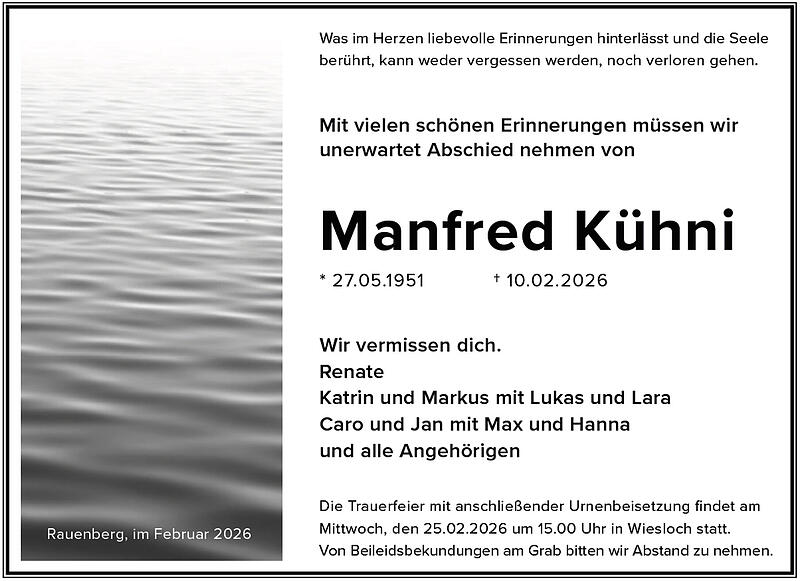 Traueranzeige Manfred K&uuml;hni