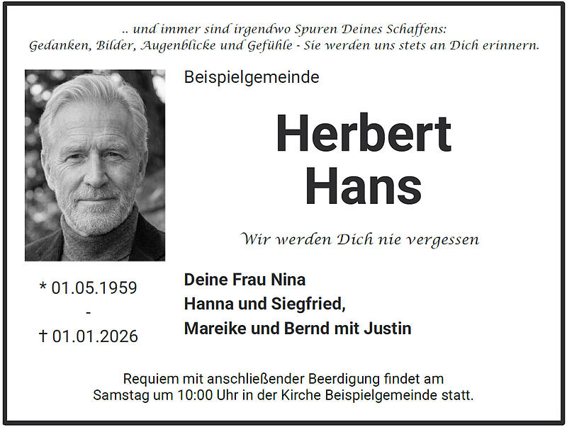 Traueranzeige Herbert Hans