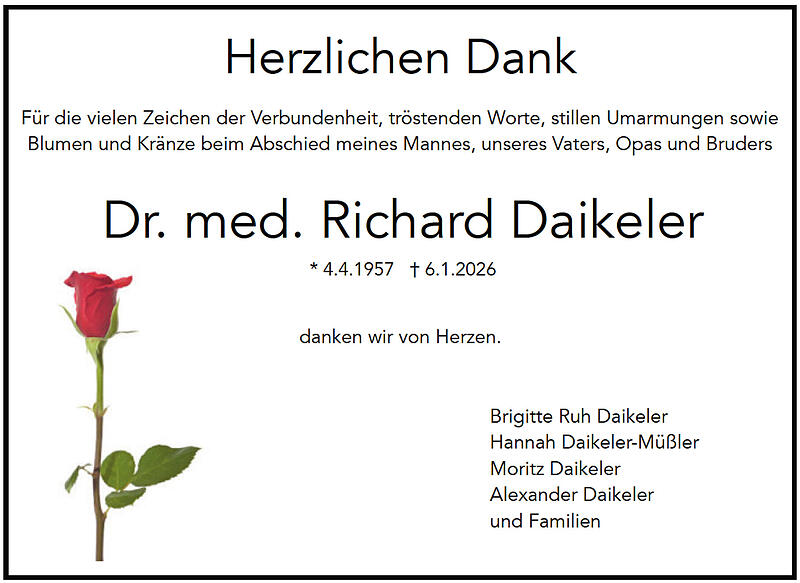 Traueranzeige Dr. med. Richard Daikeler