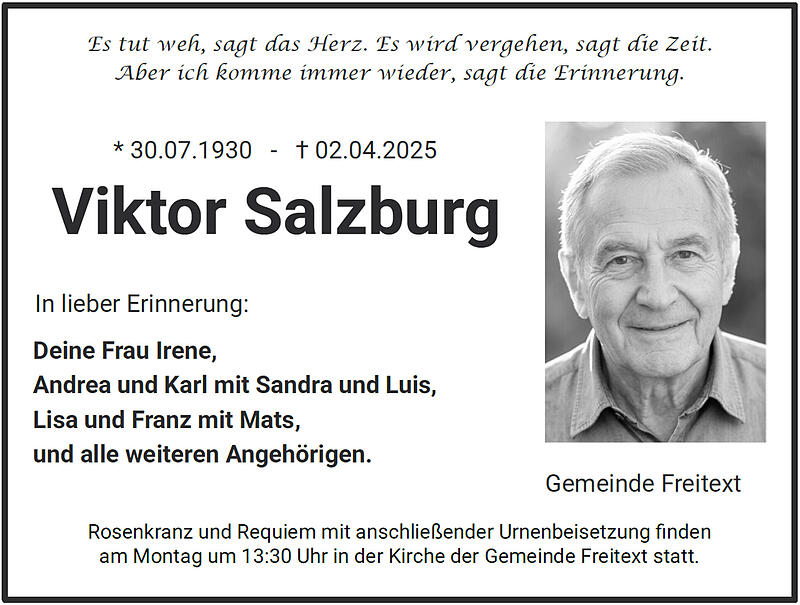 Traueranzeige Viktor Salzburg